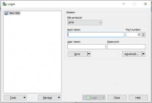 WinSCP Login Window