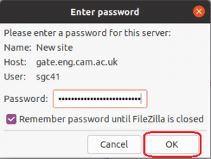 FileZilla Password Prompt