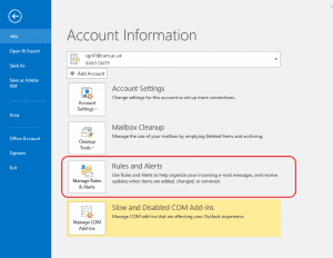 Outlook - Manage Rules and Alerts